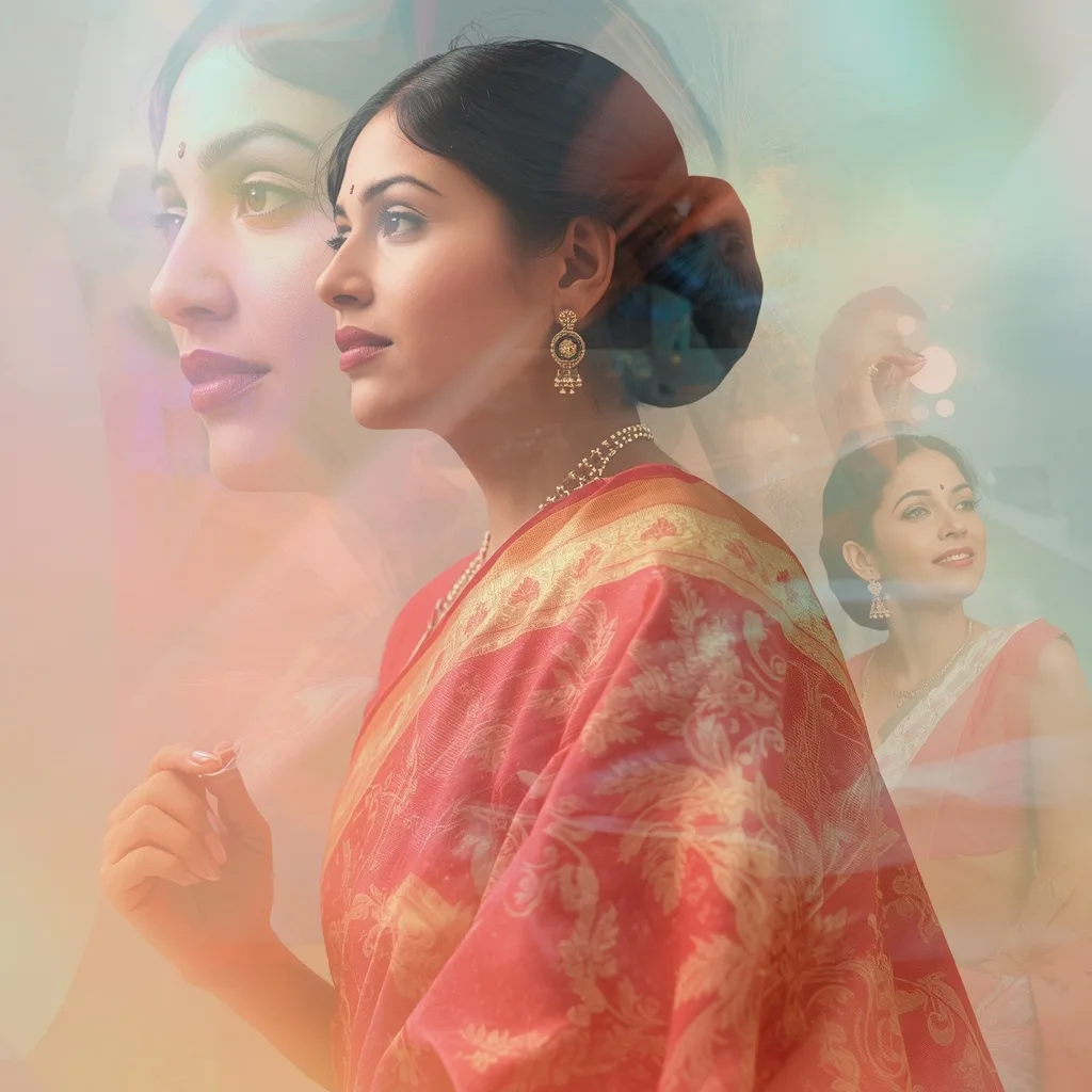Premium Shifting Overlapping Time Saree Chronology Collage