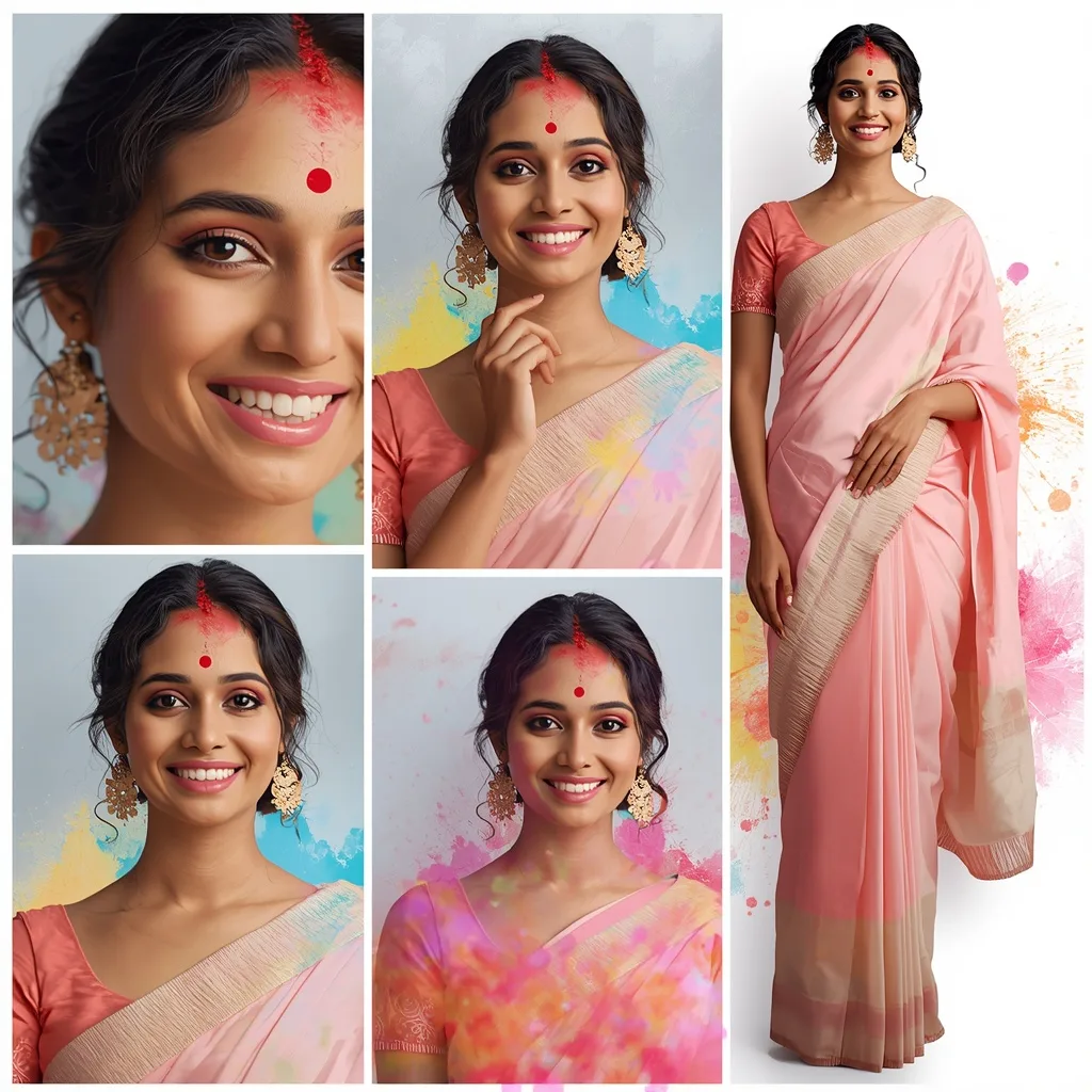 Vibrant Premium Color Splash Pastel Saree Collage