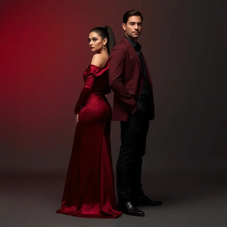Chic Couple In Luxurious Crimson Red Outfits | Chic Couple Captured
