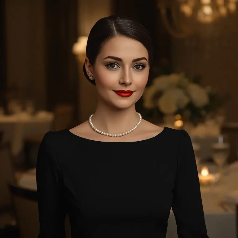 Classic Black Sheath Dress with Pearl Necklace for a Formal Dinner | Best prompt for traditional look for girl chatgpt