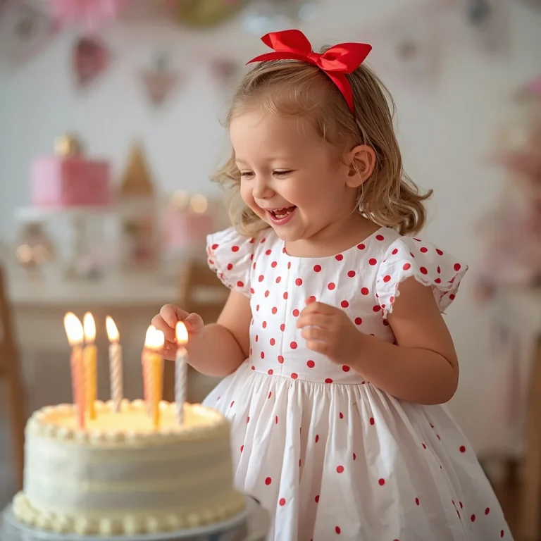 Little Girl’s Sweet Polka Dot Dress for a Birthday Party | aesthetic prompt