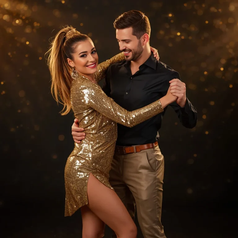 Romantic Couple In Sparkling Gold Party Wear | Romantic Young Couple