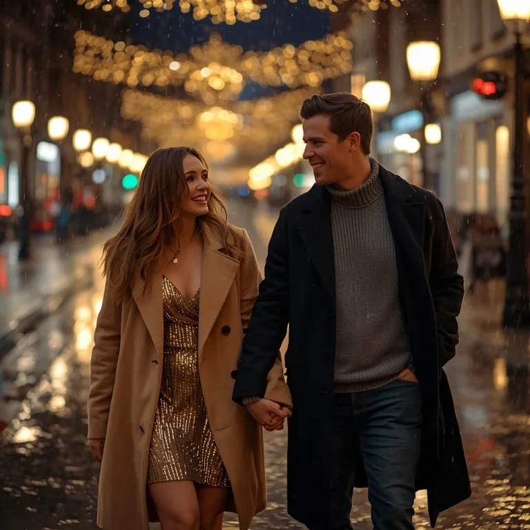 Romantic Couple Walking Through Rain In London Street | AI photo editor prompt free